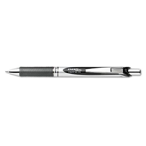 Energel Rtx Gel Pen, Retractable, Medium 0.7 Mm, Black Ink, Black/gray Barrel