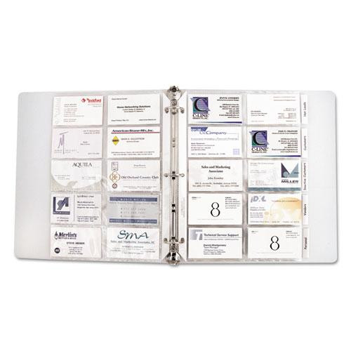 Tabbed Business Card Binder Pages, For 2 X 3.5 Cards, Clear, 20 Cards/sheet, 5 Sheets/pack