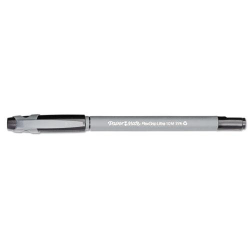 Flexgrip Ultra Ballpoint Pen, Stick, Medium 1 Mm, Black Ink, Gray Barrel, Dozen