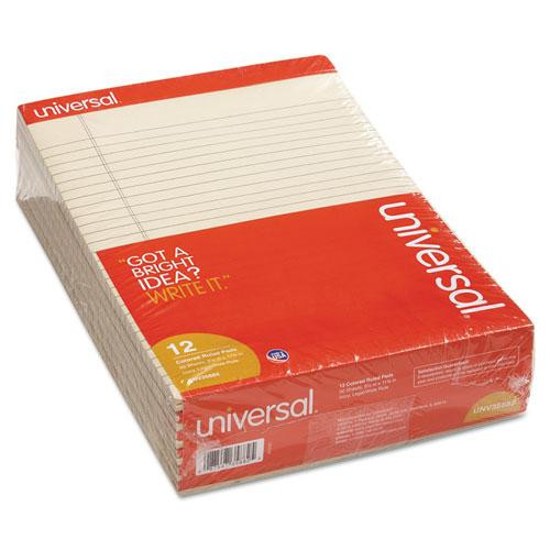 Colored Perforated Ruled Writing Pads, Letter Size Pad (8.5 X 11.75), Wide/legal Rule, 50 Ivory 8.5 X 11 Sheets, Dozen