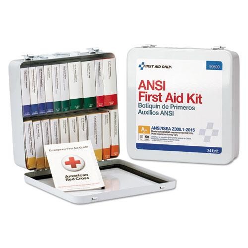 Unitized Ansi Class A Weatherproof First Aid Kit For 50 People, 24 Pieces, Metal Case
