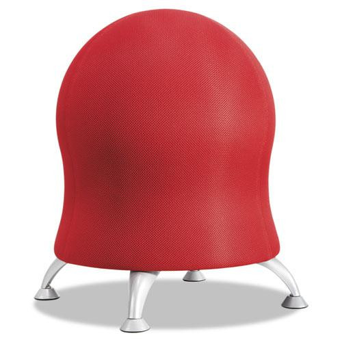 Zenergy Ball Chair, Backless, Supports Up To 250 Lb, Crimson Fabric Seat, Silver Base