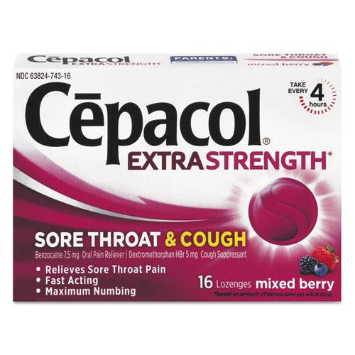 Sore Throat And Cough Lozenges, Mixed Berry, 16/pack, 24 Packs/carton