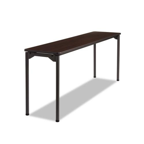 Maxx Legroom Wood Folding Table, Rectangular Top, 72w X 18d X 29.5h, Walnut/charcoal