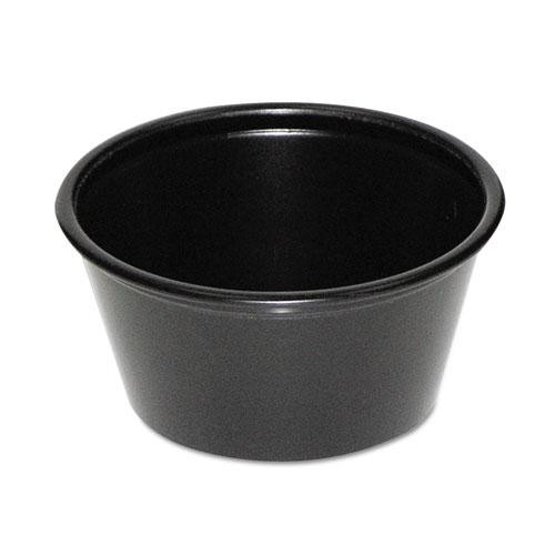 Plastic Portion Cup, 2 Oz, Black, 200/bag, 12 Bags/carton