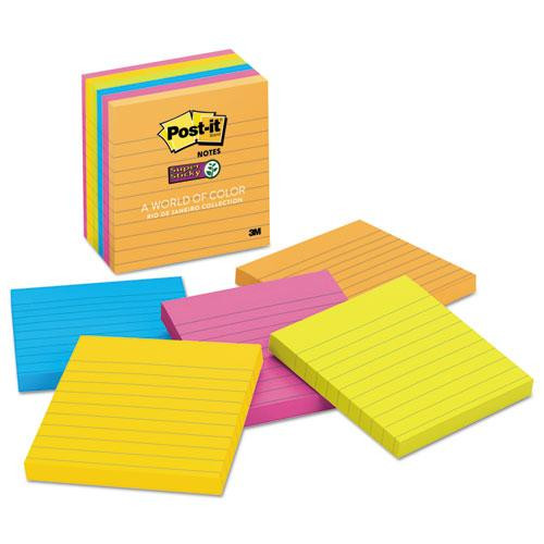 Pads In Energy Boost Collection Colors, Note Ruled, 4" X 4", 90 Sheets/pad, 6 Pads/pack