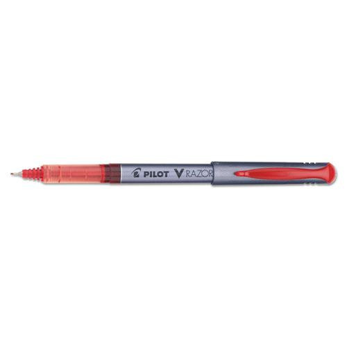 V Razor Point Liquid Ink Porous Point Pen, Stick, Extra-fine 0.5 Mm, Red Ink, Gray Barrel, Dozen