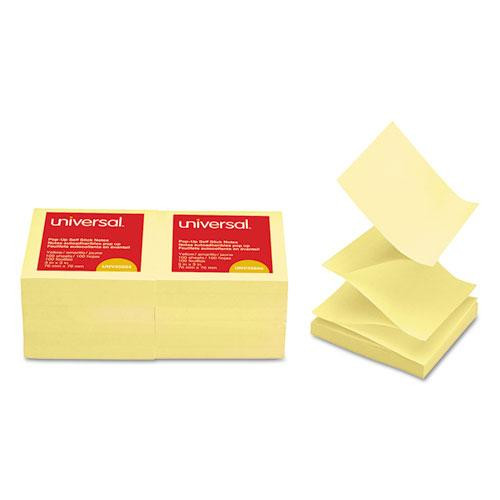 Fan-folded Self-stick Pop-up Note Pads, 3" X 3", Yellow, 100 Sheets/pad, 12 Pads/pack