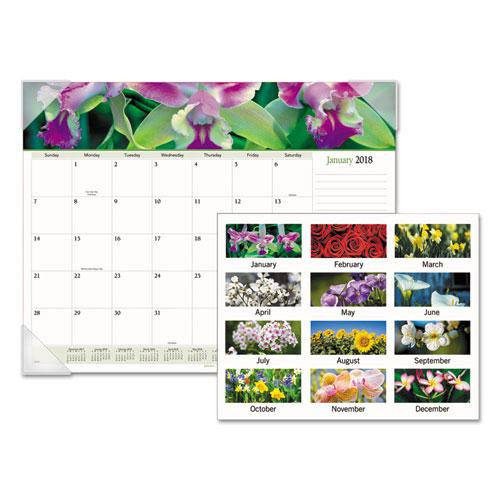 Floral Panoramic Desk Pad, Floral Photography, 22 X 17, White/multicolor Sheets, Clear Corners, 12-month (jan-dec): 2023