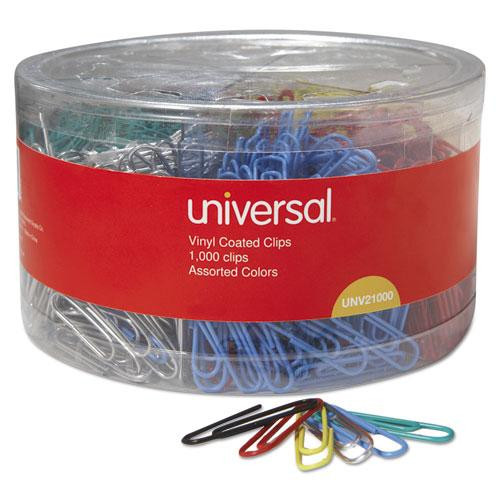 Plastic-coated Paper Clips With Six-compartment Organizer Tub, #3, Assorted Colors, 1,000/pack
