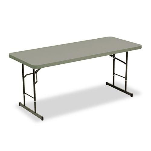 Indestructable Classic Adjustable-height Folding Table, Rectangular, 72w X 30d X 25 To 35h, Charcoal