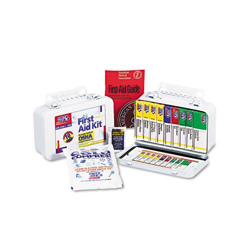 Unitized First Aid Kit For 10 People, 65 Pieces, Osha/ansi, Metal Case