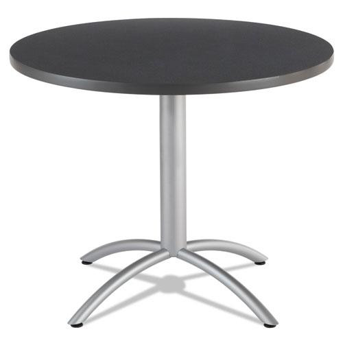 Cafeworks Table, Cafe-height, Round Top, 36" Diameter X 30h, Graphite Granite/silver
