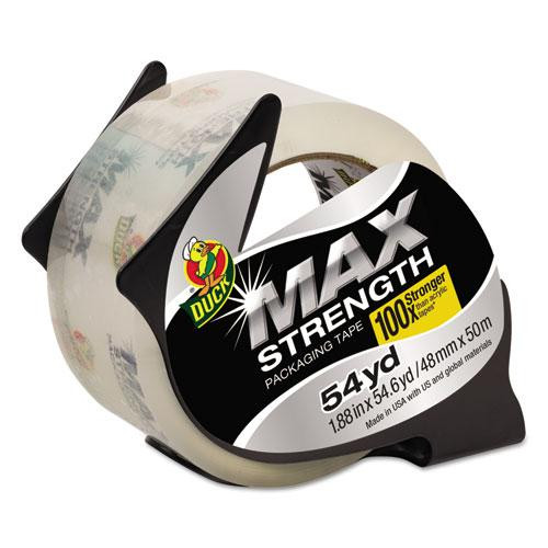 Max Packaging Tape With Dispenser, 3" Core, 1.88" X 54.6 Yds, Crystal Clear