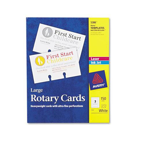 Large Rotary Cards, Laser/inkjet, 3 X 5, White, 3 Cards/sheet, 150 Cards/box