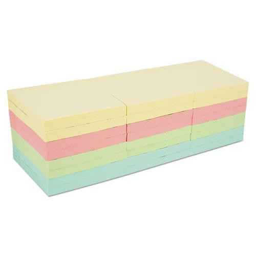 Self-stick Note Pad Cabinet Pack, 3" X 3", Assorted Pastel Colors, 90 Sheets/pad, 24 Pads/pack