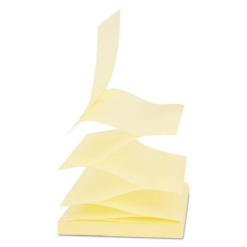 Fan-folded Self-stick Pop-up Note Pads Cabinet Pack, 3" X 3", Yellow, 90 Sheets/pad, 24 Pads/pack