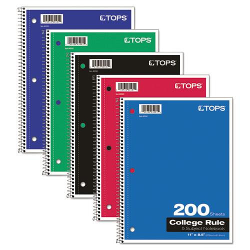 Coil-lock Wirebound Notebooks, 3-hole Punched, 5 Subject, Medium/college Rule, Randomly Assorted Covers, 11 X 8.5, 200 Sheets