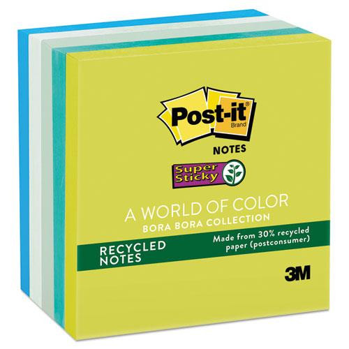 Recycled Notes In Oasis Collection Colors, 3" X 3", 90 Sheets/pad, 5 Pads/pack