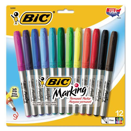 Intensity Fine Tip Permanent Marker, Fine Bullet Tip, Assorted Colors, 12/set