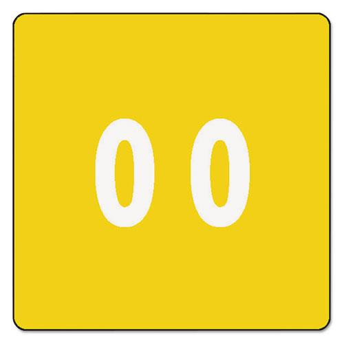 Numerical End Tab File Folder Labels, 0, 1.5 X 1.5, Yellow, 250/roll