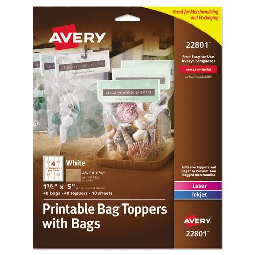 Sure Feed Printable Toppers With Bags, 1.75 X 5, White, 40/pack