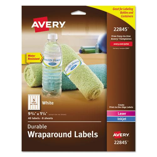 Water-resistant Wraparound Labels W/ Sure Feed, 9.75 X 1.25, White, 40/pack