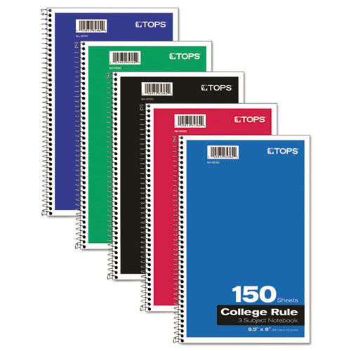 Coil-lock Wirebound Notebooks, 3 Subject, Medium/college Rule, Randomly Assorted Covers, 9.5 X 6, 150 Sheets
