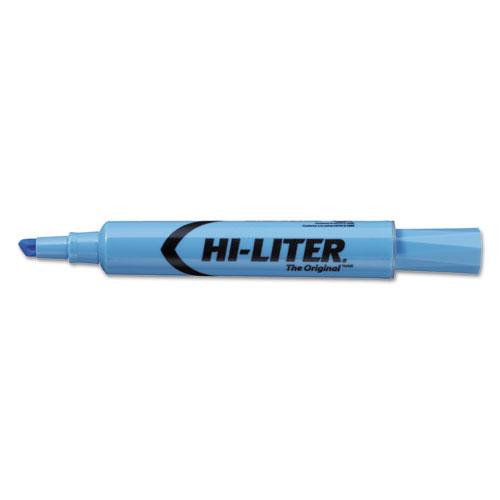 Hi-liter Desk-style Highlighters, Light Blue Ink, Chisel Tip, Light Blue/black Barrel, Dozen