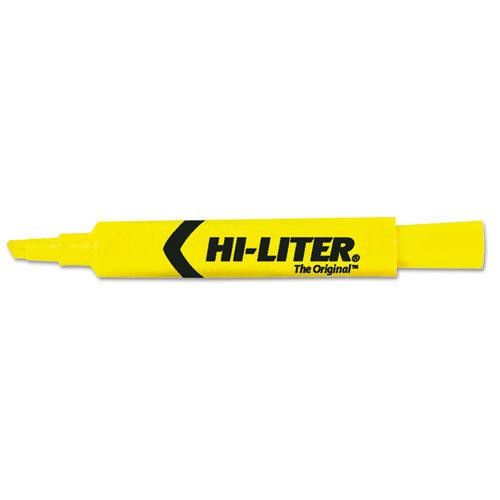 Hi-liter Desk-style Highlighters, Yellow Ink, Chisel Tip, Yellow/black Barrel, Dozen