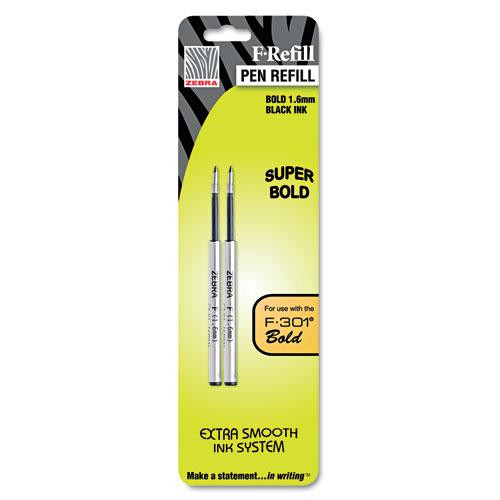 F-refill For Zebra F-series Ballpoint Pens, Bold Conical Tip, Black Ink, 2/pack