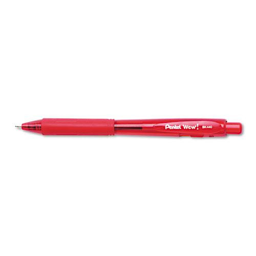 Wow! Ballpoint Pen, Retractable, Medium 1 Mm, Red Ink, Red Barrel, Dozen