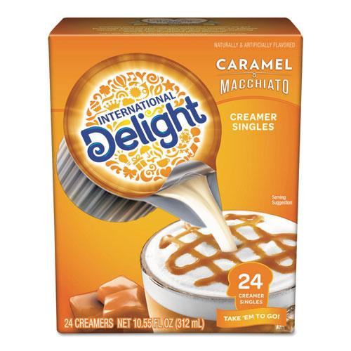 Flavored Liquid Non-dairy Coffee Creamer, Caramel Macchiato, Mini Cups, 24/box