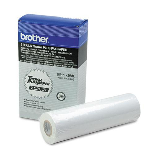 98' Thermaplus Fax Paper Roll, 1" Core, 8.5" X 98 Ft, White, 2/pack