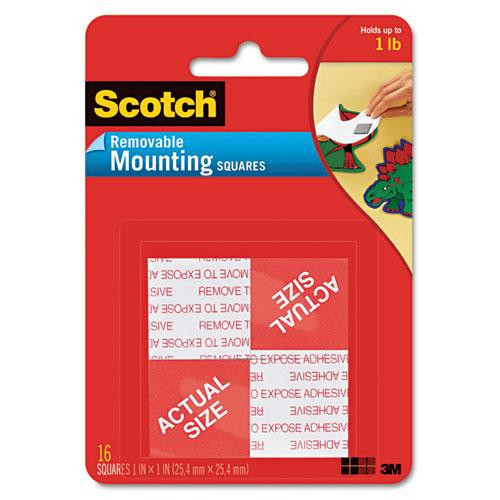 Precut Foam Mounting Squares, Removable, Double-sided, Holds Up To 0.33 Lb (2 Squares), 1 X 1, White, 16/pack