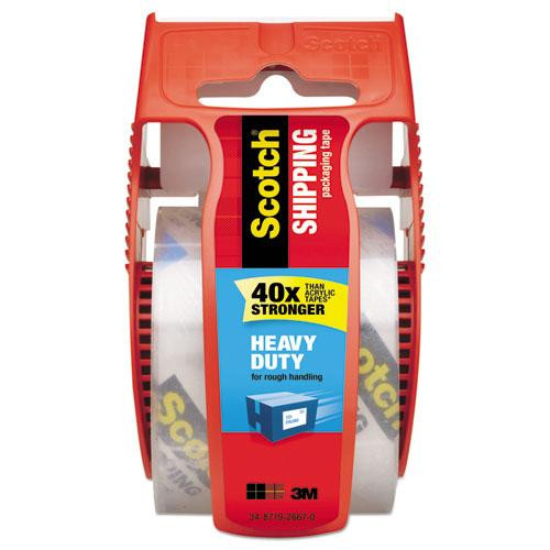 3850 Heavy-duty Packaging Tape With Dispenser, 1.5" Core, 1.88" X 66.66 Ft, Clear