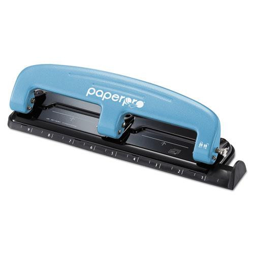 12-sheet Ez Squeeze Three-hole Punch, 9/32" Holes, Blue/black