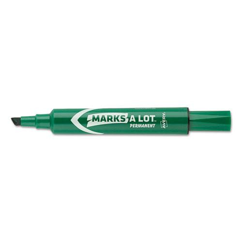 Marks A Lot Regular Desk-style Permanent Marker, Broad Chisel Tip, Green, Dozen (7885)
