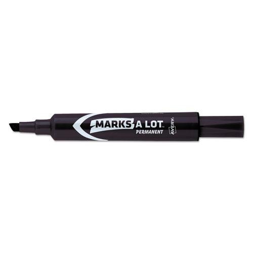Marks A Lot Regular Desk-style Permanent Marker, Broad Chisel Tip, Black, Dozen (7888)
