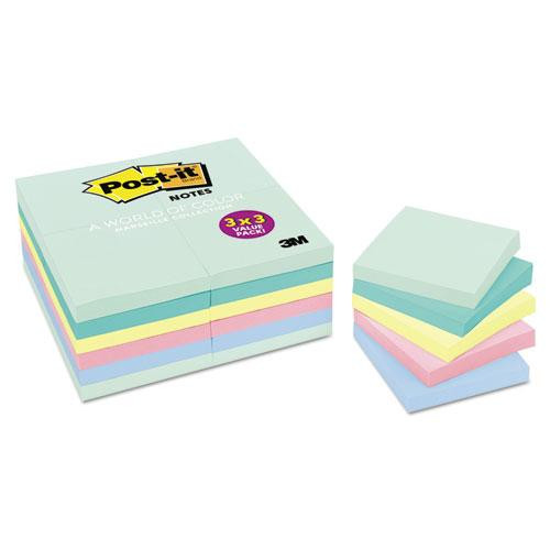 Original Pads In Beachside Cafe Collection Colors, Value Pack, 3" X 3", 100 Sheets/pad, 24 Pads/pack