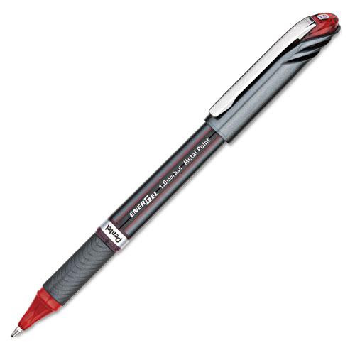 Energel Nv Gel Pen, Stick, Bold 1 Mm, Red Ink, Red Barrel, Dozen