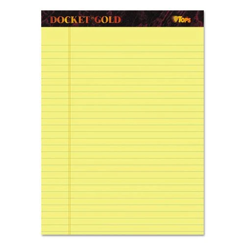 Docket Gold Ruled Perforated Pads, Wide/legal Rule, 50 Canary-yellow 8.5 X 11.75 Sheets, 12/pack