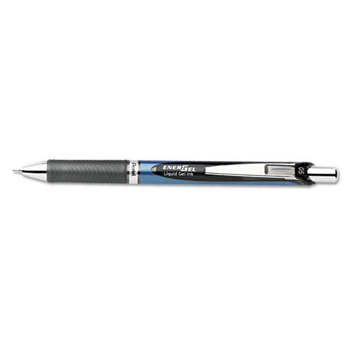 Energel Rtx Gel Pen, Retractable, Fine 0.5 Mm Needle Tip, Black Ink, Silver/black Barrel