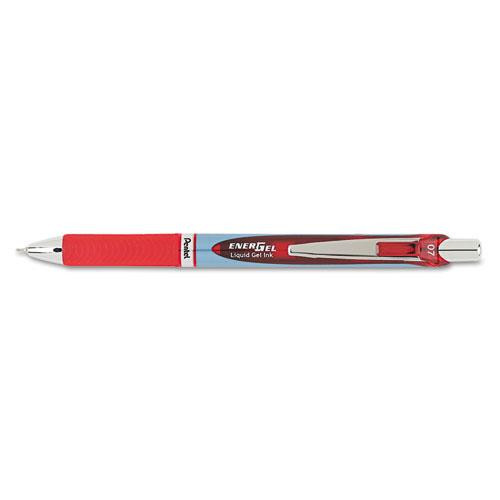 Energel Rtx Gel Pen, Retractable, Medium 0.7 Mm Needle Tip, Red Ink, Red/gray Barrel