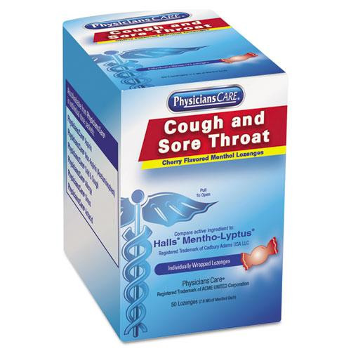 Cough And Sore Throat, Cherry Menthol Lozenges, Individually Wrapped, 50/box