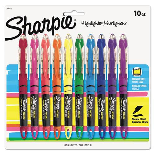 Liquid Pen Style Highlighters, Assorted Ink Colors, Chisel Tip, Assorted Barrel Colors, 10/set