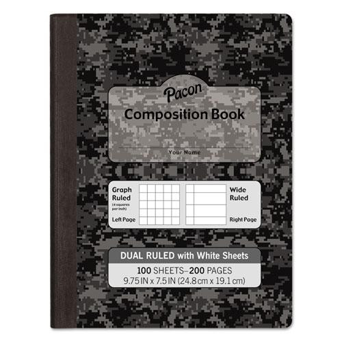 Composition Book, Wide/legal Rule, Black Cover, 9.75 X 7.5, 20 Lb Bond Paper Stock, 100 Sheets