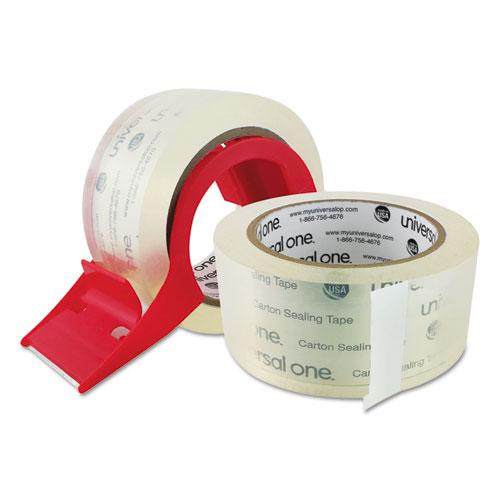 Heavy-duty Acrylic Box Sealing Tape With Dispenser, 3" Core, 1.88" X 54.6 Yds, Clear, 2/pack