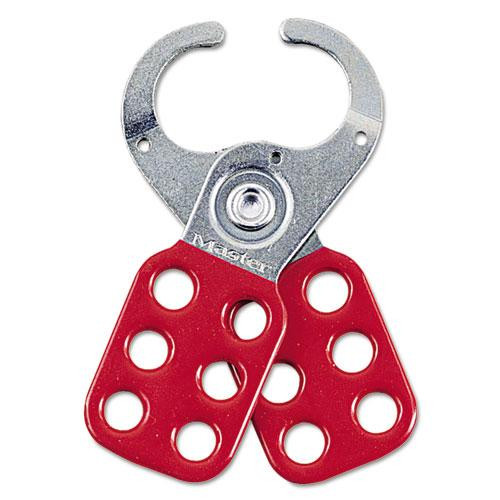 Steel Lockout Hasp, Steel/vinyl, 2.37", Silver/red