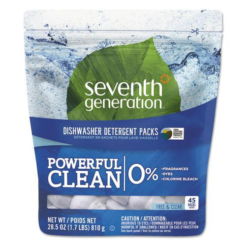 Natural Dishwasher Detergent Concentrated Packs, Free And Clear, 45 Packets/pack
